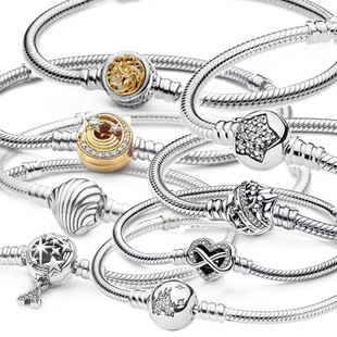 梵潘家帝白铜贝壳五角星城堡扣头手镯 diy配件基础手链蛇骨链女