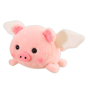 可爱拉线娃娃会摇尾巴小猪玩偶公仔儿童毛绒玩具猪小熊猫兔子礼物