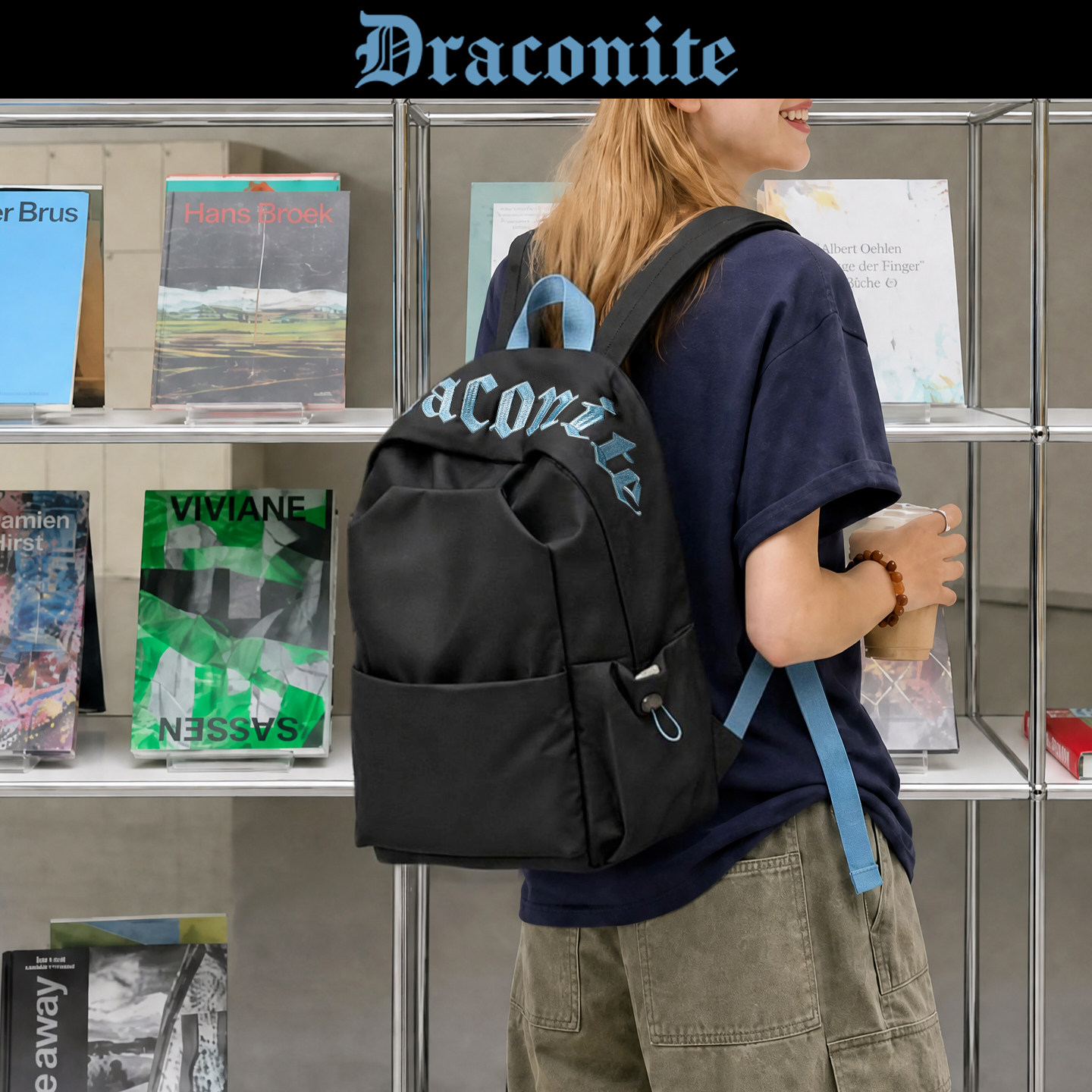 DRACONITEbuff美式包通勤双肩包男轻便电脑背包大容量学生书包女 - 实物图
