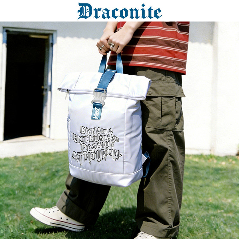 DRACONITE字母印花双肩背包男女学生运动休闲大容量轻便潮流书包