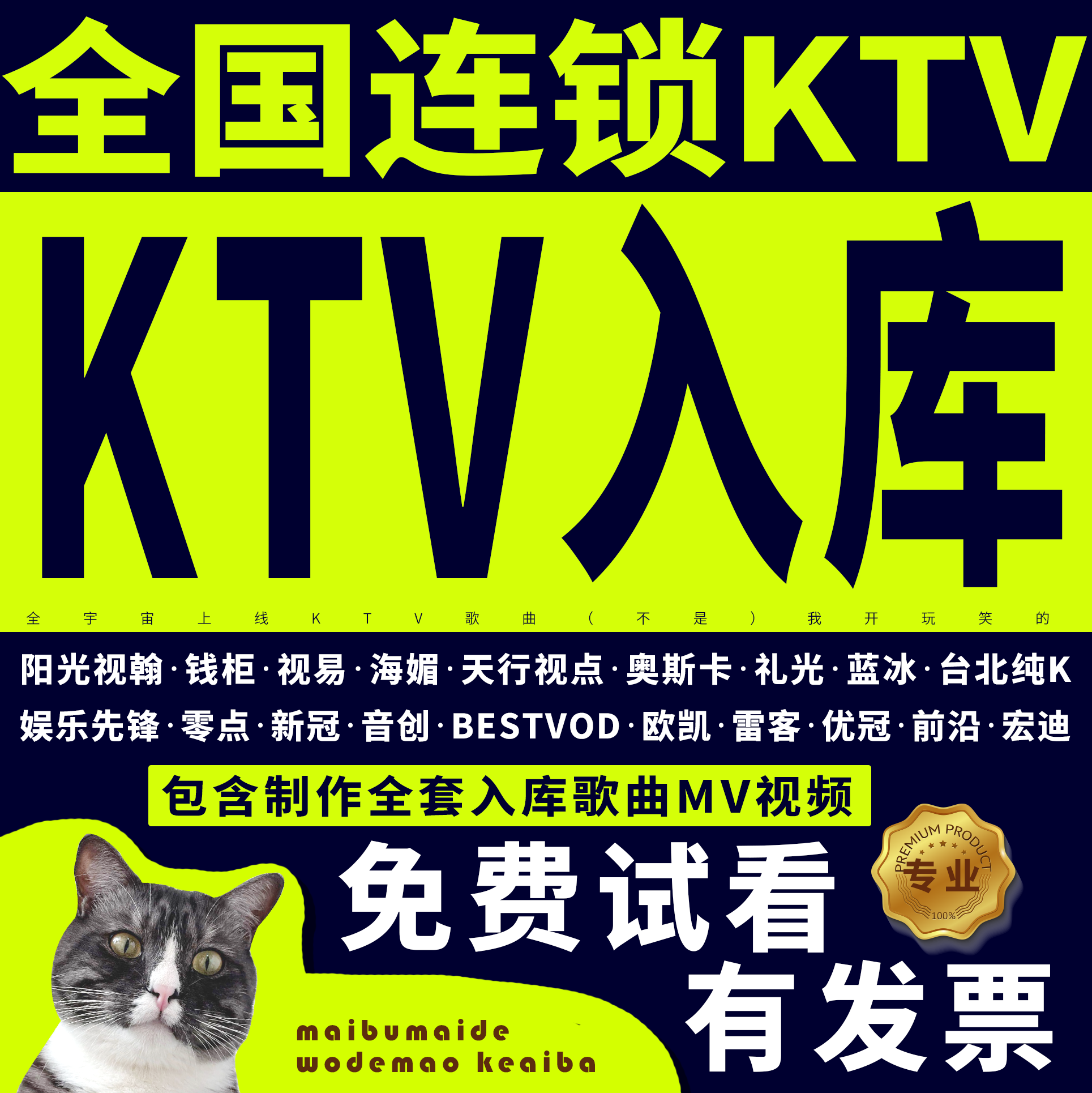 KTV入库全国覆盖投放卡拉OK字幕制作双音轨视频剪辑歌曲入库发行