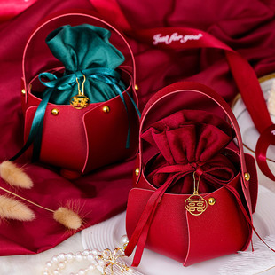 速发质子结喜礼皮盒手提盒婚庆礼盒包装新款创意结婚礼婚空盒