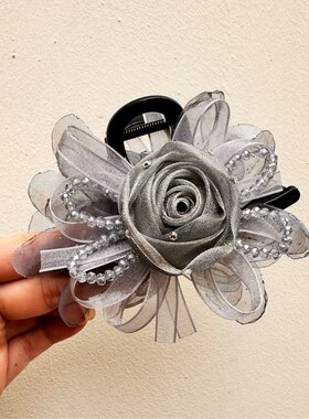 西家灰色晶石茶花精品大抓夹，造型夹