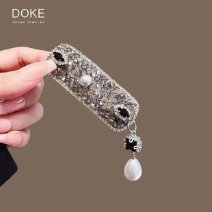 阿奇豆水晶精美流苏拜拜夹，侧面夹