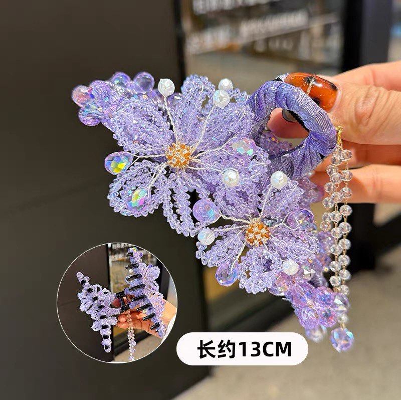西家水晶紫色新品高级大抓夹，配流苏,饰品/流行首饰/时尚饰品新,发饰,淘宝优惠券,粉丝福利购,淘宝优惠卷