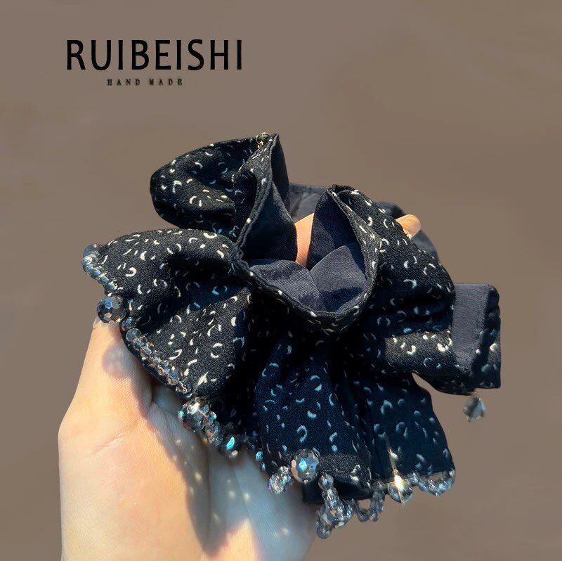 阿奇豆小碎花小香风水晶锁边 高级大肠圈