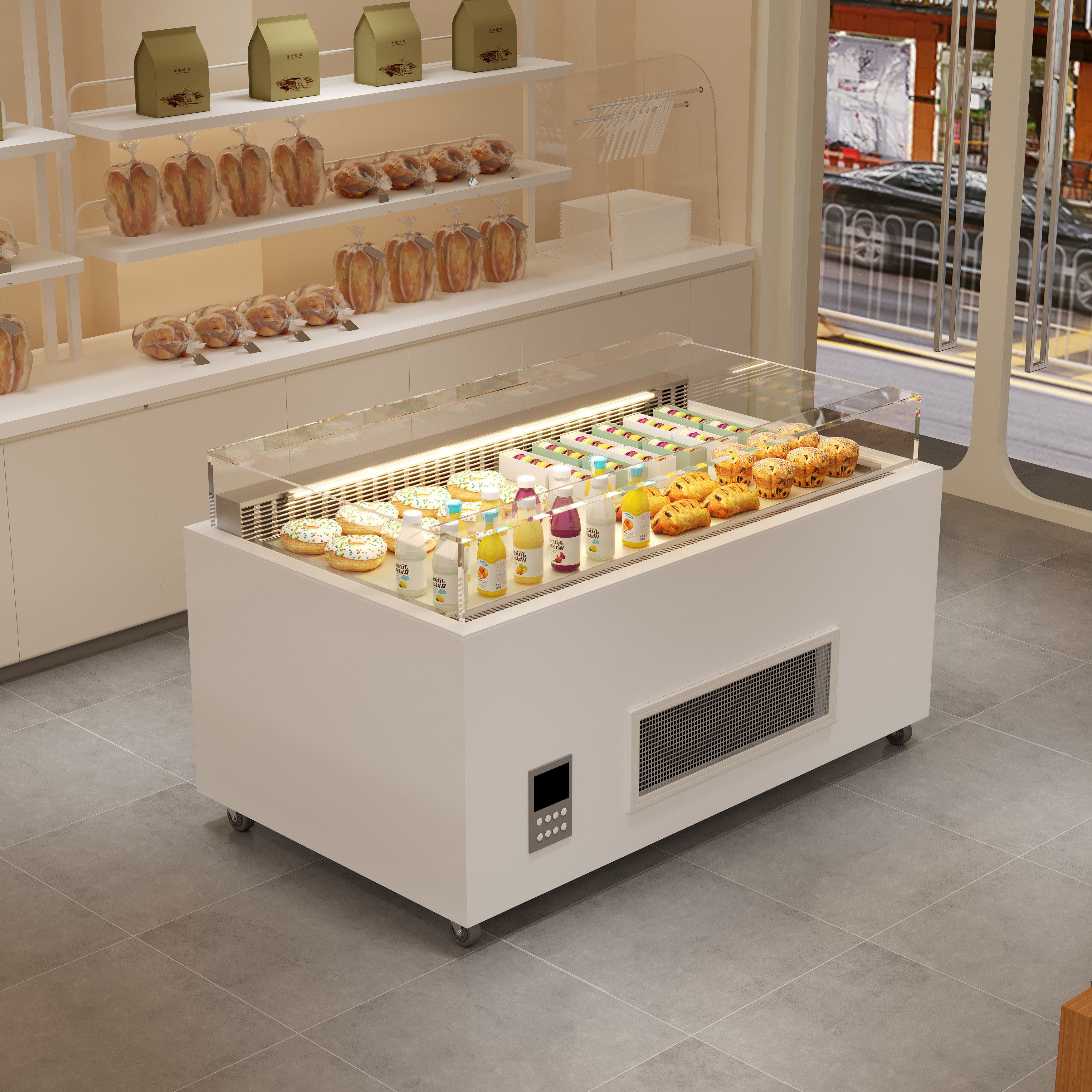 敞开式三明治冷藏柜西点三明治保鲜柜卧式岛柜甜品蛋糕寿司展示柜