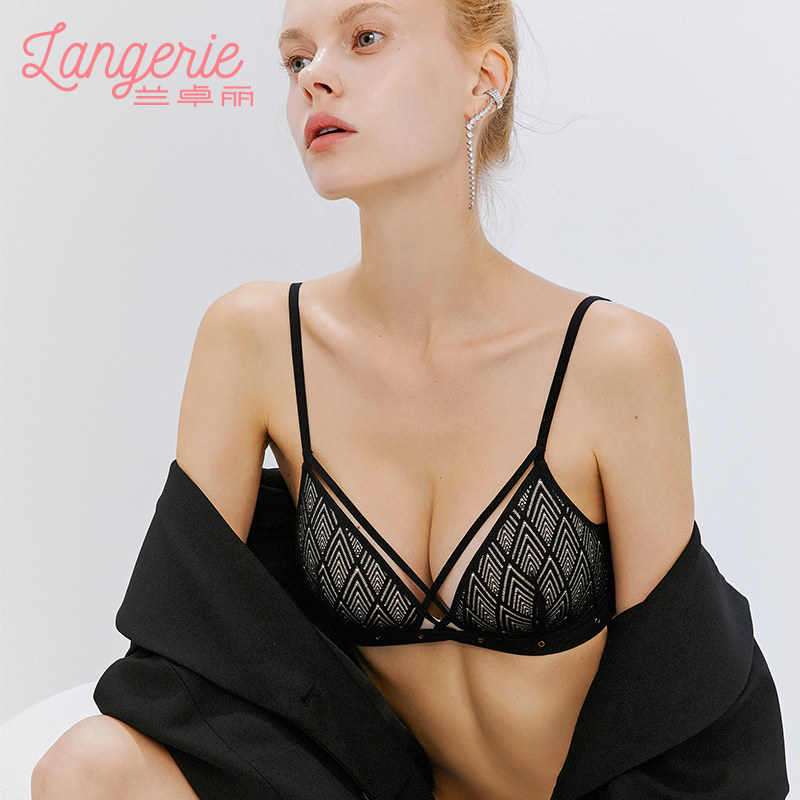兰卓丽无钢圈文胸薄款聚拢小胸胸罩法式性感蕾丝包容三角杯内衣女