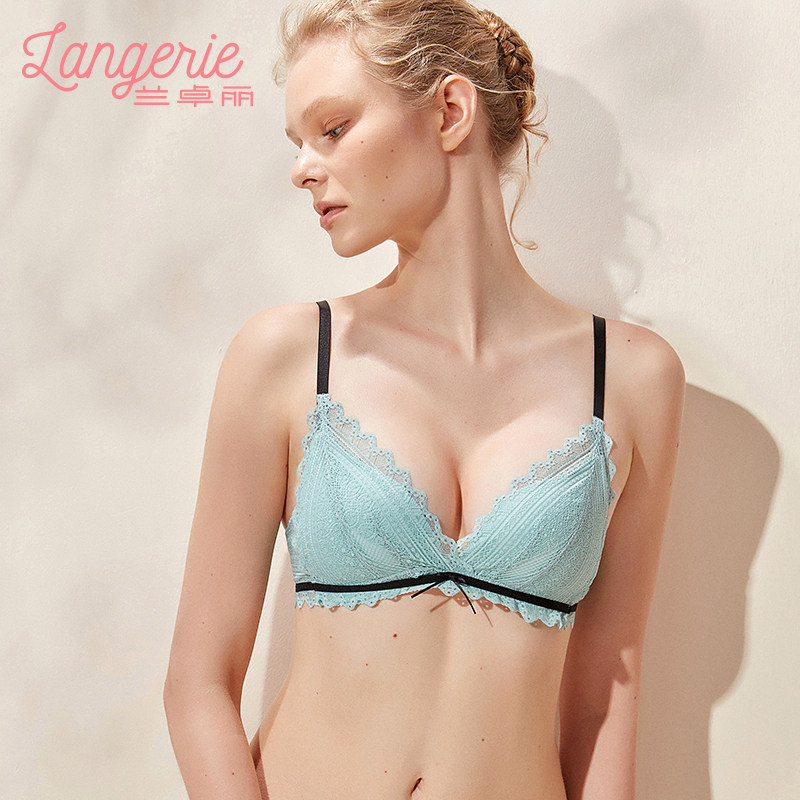 兰卓丽法式三角杯文胸2020新款无钢圈性感蕾丝聚拢胸罩内衣