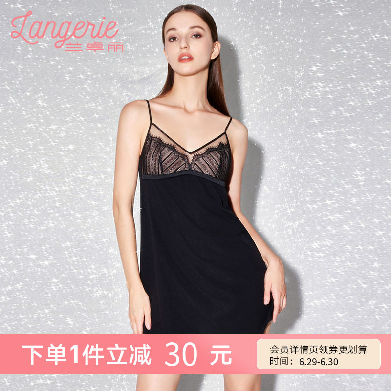 兰卓丽商场同款细肩带吊带睡裙女