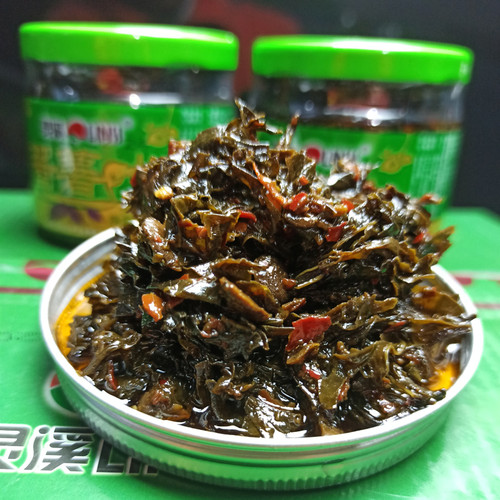 湖北大冶特产灵溪酱薯叶香辣即食下饭菜酱菜瓶装农家自制腌菜苕叶