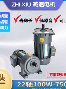 22轴200W400W550W750W三相380V单相220V小型交流齿轮变速减速电机