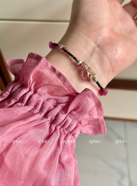 apiao原创设计天然水晶石混合进口珠小众手链梦幻珠链猫百搭复古