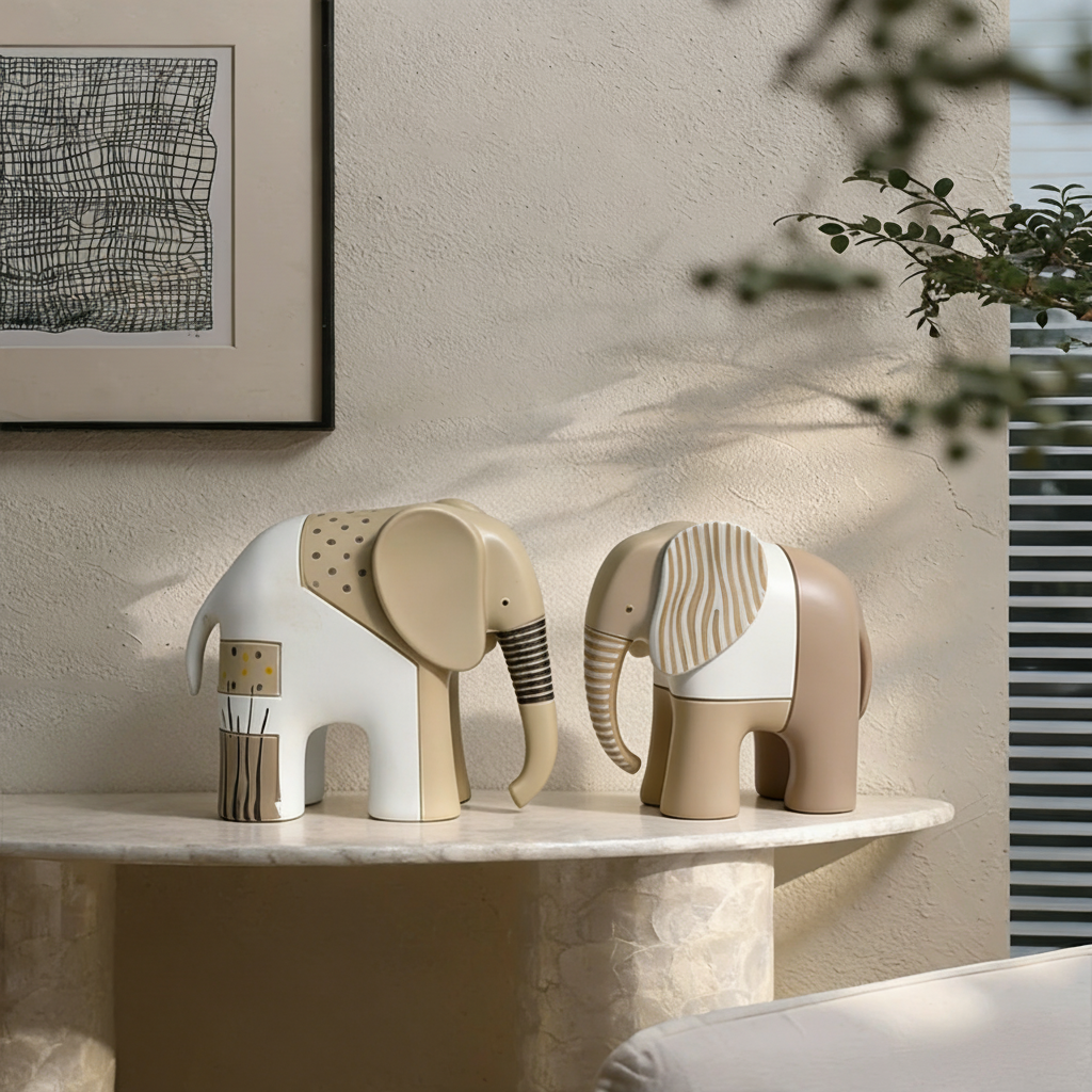 北欧风大象摆件套组客厅桌面装饰品树脂工艺品乔迁送礼轻奢,家居饰品,装饰摆件,淘宝优惠券,粉丝福利购,淘宝优惠卷