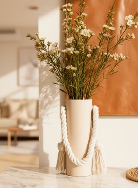 侘寂风陶瓷几何花瓶桌面摆件