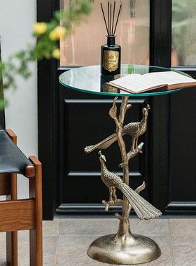 意式创意金色轻奢沙发小茶几复古艺术家具小角几边几边桌