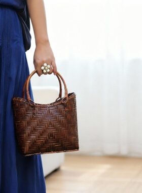 复古手工藤编竹藤工艺手提托特包