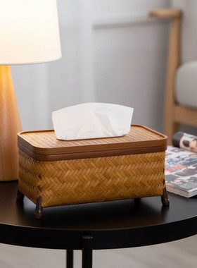 侘寂风藤编手工几何收纳摆件