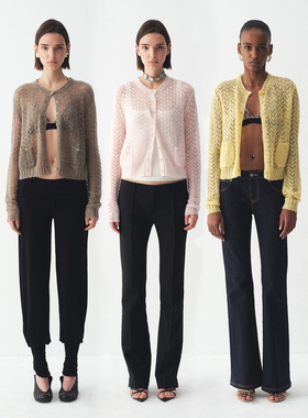 Sans Frontieres 轻薄镂空马海绒度假针织开衫