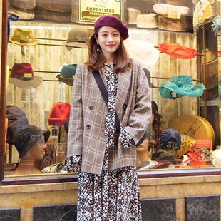 现货日系石原里美同款西班牙游连衣裙浪漫碎花女神长裙雪纺连衣裙
