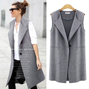 Chị béo 2019 xuân hè Châu Âu và Mỹ size lớn áo khoác nữ dài vest nữ Áo choàng cardigan 200 kg - Áo vest