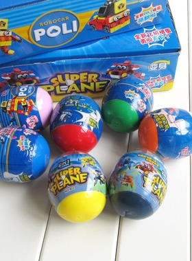 J170401变形警车POLI飞机扭蛋小颗粒拼装积木拼插玩具幼儿园礼物