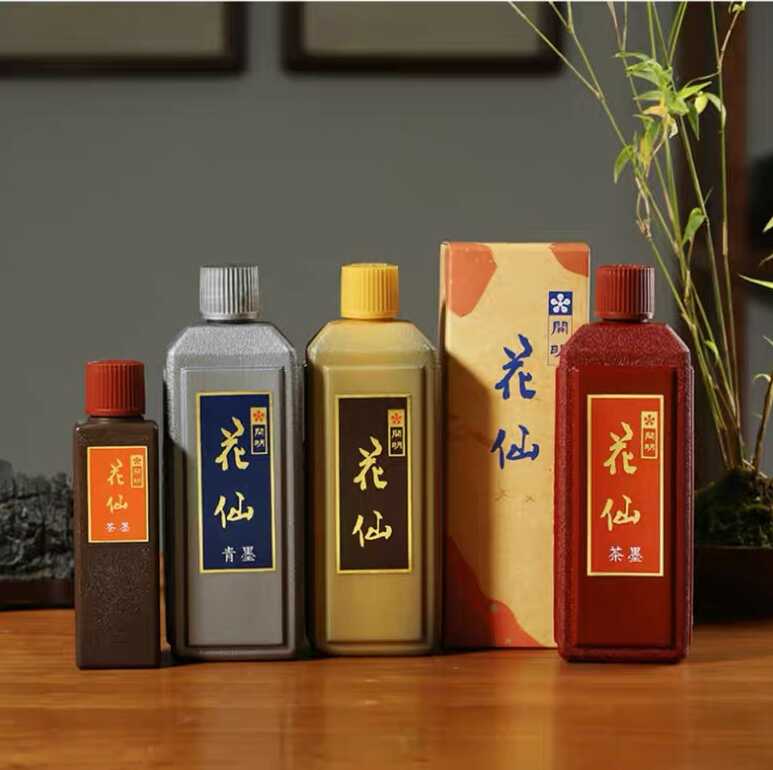 日本墨汁开明墨汁高级中浓度书画墨汁墨液书法作品花仙茶墨青墨