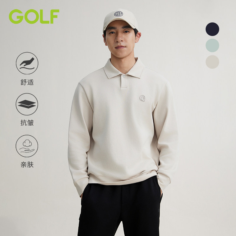 GOLF高尔夫长袖Polo衫男秋冬商务潮流宽松简约翻领休闲运动上衣