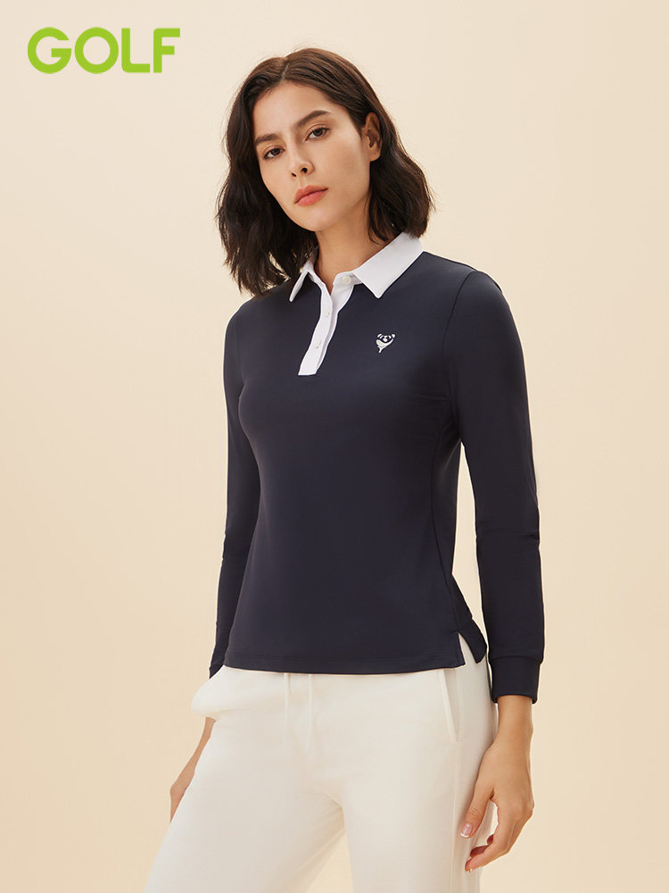 골프|골프 봄과 가을 여성을위한 세련된 스포츠 폴로 셔츠 슬리밍 간단한 기질 긴팔 티셔츠