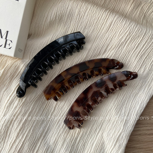 高级感豹纹发夹懒人神器香蕉夹女