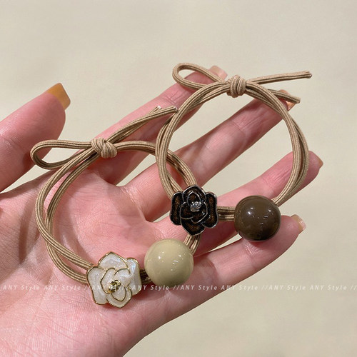 法式优雅山茶花头绳简约高弹皮筋