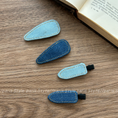 韩国牛仔布艺水滴发夹高级感刘海碎发卡侧边鸭嘴夹子无痕头饰秋冬