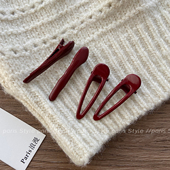 简约复古安可拉红发夹少女显白新年本命年刘海夹洋气碎发卡鸭嘴夹