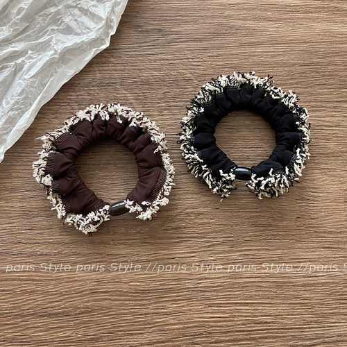 韩版小香风毛边小肠发圈扎头发绳