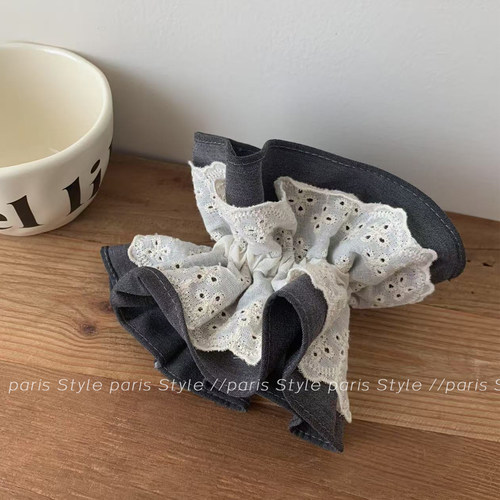 小蛮腰双层蕾丝刺绣头花大肠发圈