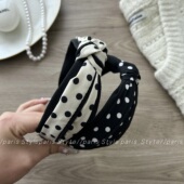 韩国时尚 波点打结发箍女布艺宽边压发外戴高颅顶头饰发卡洗脸头箍