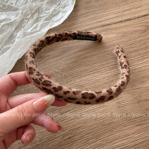 秋冬豹纹毛绒发箍复古气质头箍