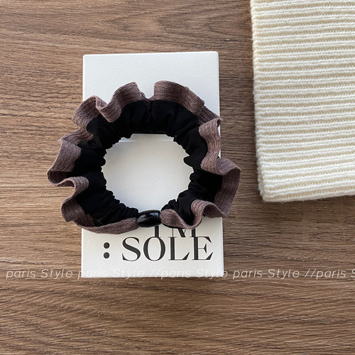 复古奶咖木耳边小肠发圈女高弹力