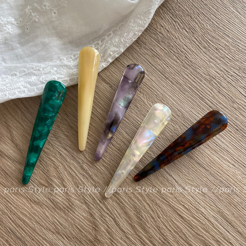 一字款醋酸板材鸭嘴发夹女晕染