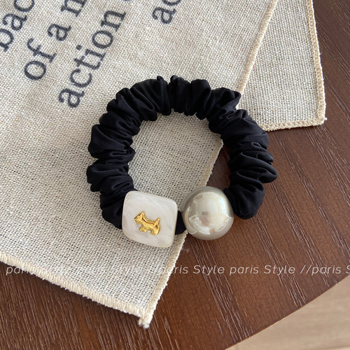 可爱小狗珍珠发圈女高级感小肠圈