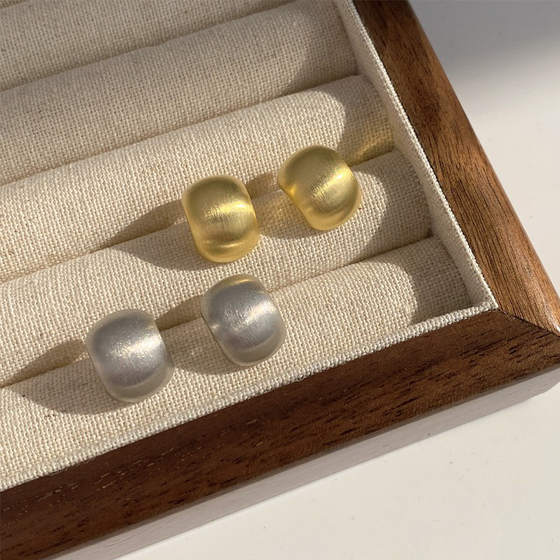 925银针拉丝质感耳钉金属耳环女