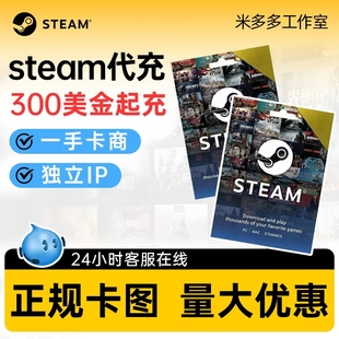 Steam美金充值卡  余额代充 正规卡图 300美金起充