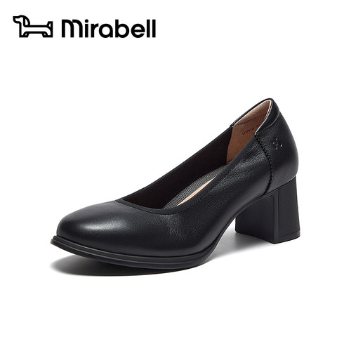 Mirabell2026春季商场同款通勤粗跟女皮鞋单鞋牛皮5cmU3N14AQ6