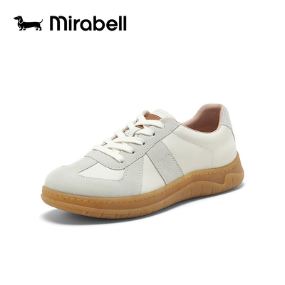 Mirabell2026春新款德训鞋女复古平底软底透气小白鞋B7G29AM6