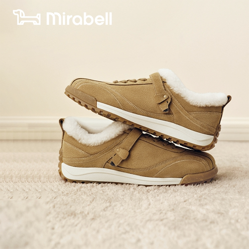 Mirabell2026秋新款加绒保暖毛毛鞋女复古休闲德训棉鞋U4A16CM6