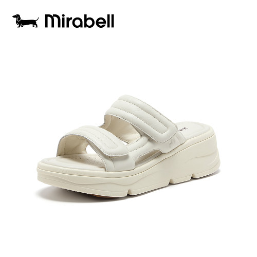 Mirabell2026夏厚底魔术贴凉拖女增高松糕底外穿休闲拖鞋D4W09BT6