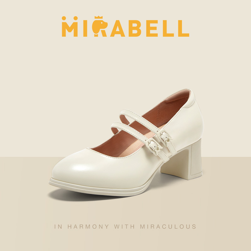 Mirabell2025春季玛丽珍高跟女皮鞋小牛皮通勤休闲软底U3N09AQ5
