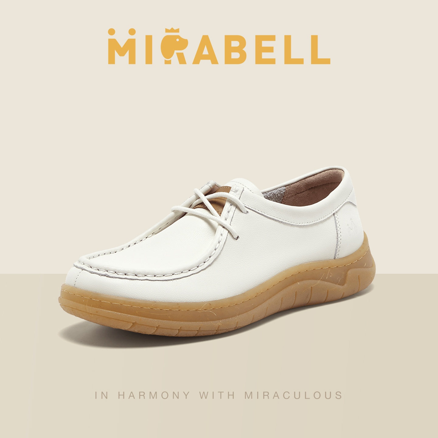 Mirabell/美丽宝2025秋新款商场同款厚底小白鞋女款百搭休闲鞋女