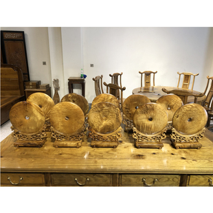 龙福金丝楠木平安扣牌水波纹办公家居风水摆件家具四川小叶桢楠