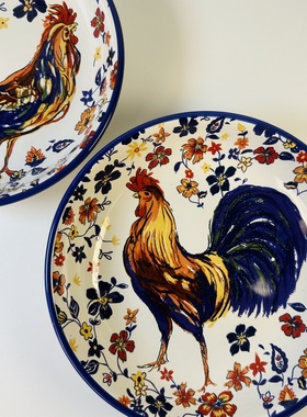 APRIL CORNELL.联名款陶瓷公鸡9寸深盘 意面盘深汤盘炖菜盘釉下彩